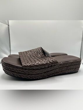 Old Navy Women’s Sz 8 Platform Espadrille Brown Woven Braided Strap Slip-On